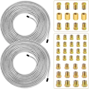 2Sets 25Ft 3/16 Brake Line Tubing Kit with Fittings Includes 32pcs Fittings and - Picture 1 of 6