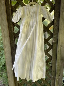 Antique Long Embroidered White Cotton Night Gown/baptism  3/4 Sleeve - 3 M - Picture 1 of 7