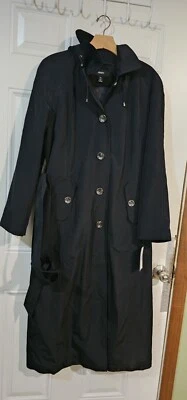 Nwt Avanti Womens XL Black Hooded Trench Coat Belted  - Image 1 of 4