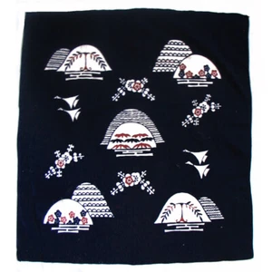 Japanese Furoshiki Indigo Cotton Wrapping Cloth Scarf Traditional Images 29"x27" - Picture 1 of 10