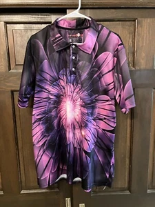 PLAY LOUD GOLF Men's XL polo shirt.....PURPLE & BLACK....." EXPLOSION "....... - Picture 1 of 3