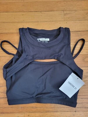 Sujetador deportivo corto Forever 21 negro XS NUEVO CON ETIQUETAS Foto 1 de 3