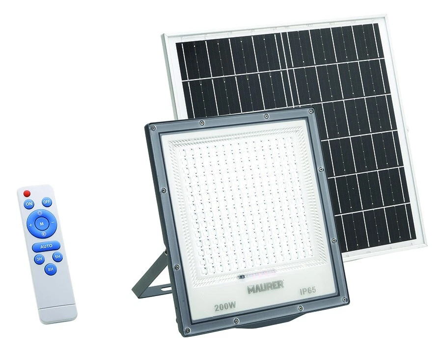 proiettore faro led con pannello solare 200 w 2000 lumen  batteria 15 ah MAURER - Immagine 1 di 1