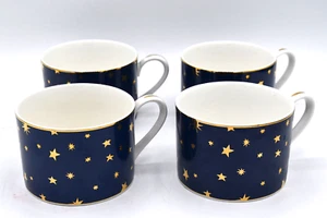 Gold Star Navy Dunkelblau Porzellan High Tea Tasse Magical Celestial Picknick Ausgefallen - Bild 1 von 2