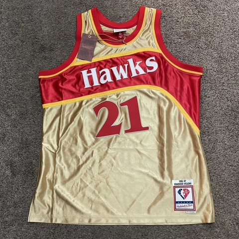 Dominique Wilkins Mitchell & Ness NBA 75th Swingman Jersey Hawks 1986 Gold NWT Cover