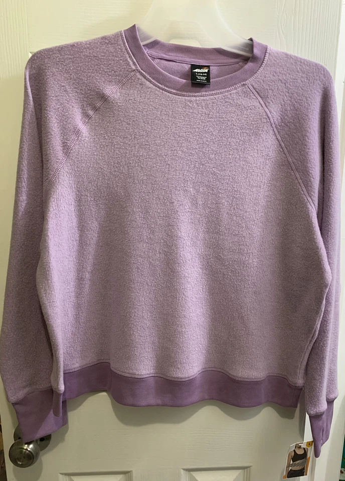 2 Avia L (12-14) Women's Long Sleeve Soft Purple & Black Reverse Fleece