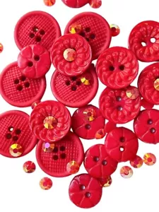 Colori Caleidoscopio: Rosso - Bottoni Shelly - San Valentino - Rottami da cucire artigianali - Foto 1 di 3
