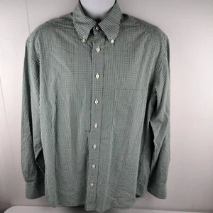 GANT Harvard Poplin Mens Large Regular Fit Green White Check Button Up Shirt - Picture 1 of 11