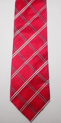 CORBATA CUELLO DONALD J TRUMP ROJO CON RAYAS TEJIDAS ROSA Y GRIS 100% SEDA 60" Foto 1 de 4