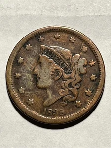 1838 Coronet Head Copper Large Cent CHOICE FINE US Coin No Reserve Auction - Picture 1 of 7