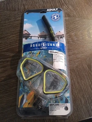 Nuevo conjunto/combo de máscara de ojo de halcón y snorkel de silicona para adultos Aqua Lung Explore Series Foto 1 de 4