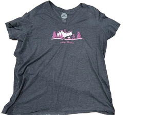Life is Good Mujer Talla XL Manga Corta Happy Trails Gris Algodón Usado Top - Imagen 1 de 4