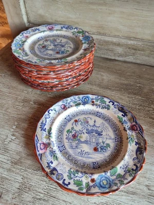  Lot de 11 Assiettes à Dessert Creil & Montereau Terre de Fer Décor JAPON N°688 - Photo 1/4