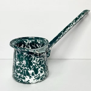Cucharón calentador de mantequilla con cucharón esmalte salpicaduras verdes - Imagen 1 de 8