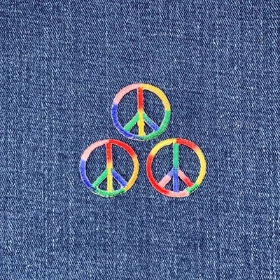 3-Pack Peace Sign Applique Patch - Mini Colorful Rainbow Embroidered Badge 1" - Image 1 of 2
