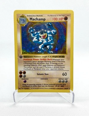 1999 POKÉMON Machamp 8/102 Base Set 1st Edition Shadowless Holo - Image 1 of 2