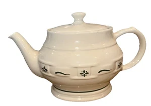 Longaberger Keramik Teekanne gewebt Traditionen Heritage grün Vintage 1,5 Quart - Bild 1 von 8