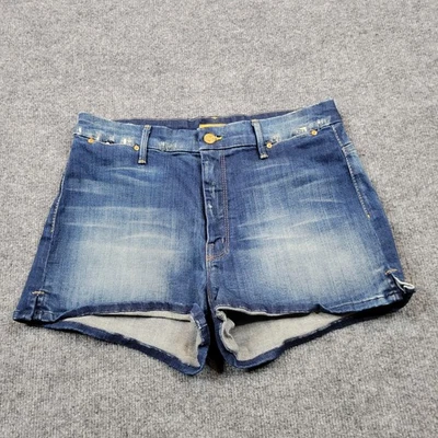 Pantalones Cortos Madre Mujer 30 Azul Denim Cintura Alta Toque de Queda Envejecido Tequila Truth Foto 1 de 4