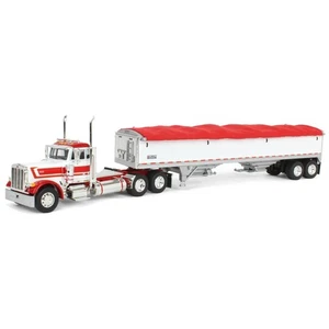 1/64 White Red Peterbilt 379 Day Cab w/White Wilson Grain Trailer DCP 60-1989 - Picture 1 of 5