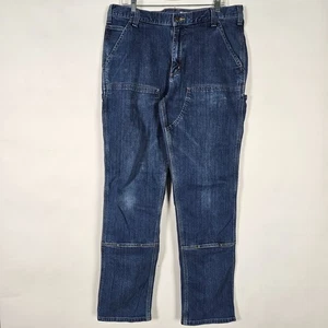 Carhartt Double Knee Relaxed Fit Workwear Mens 36x34 Blue Denim Jeans - Picture 1 of 10