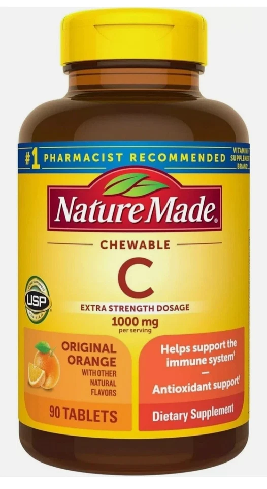 Porções de vitamina C feitas na natureza 1000mg - 90 mastigáveis - Imagem 1 de 1