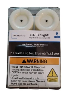 Mainstays LED Tealights 6-Pack 1.5 x 0.9 IN - Picture 1 of 2