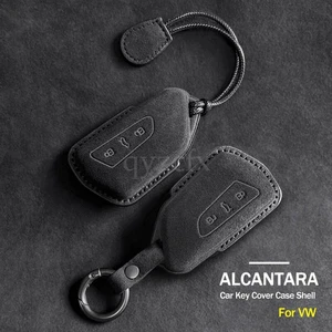 Alcantara Leather Car Remote Key Cover Case Fob Shell Keychain For VW Golf 8 MK8 - Picture 1 of 9