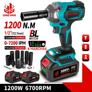 1200NM 1/2" Llave de impacto sin cable Destornillador eléctrico con 2 Pilas - Imagen 1 de 17