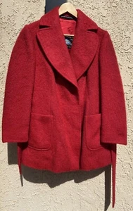 Vtg Lodenfrey Mohair Boiled Wool Coat Sz L Shawl Collar Red Made In Austria Rare - Picture 1 of 13