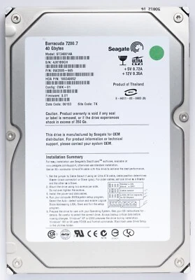Seagate Barracuda 40GB IDE Desktop Hard Drive Model ST340014A P/N 9W2005-665 - Image 1 of 2