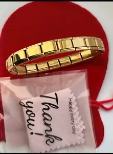 Italian Gold 9mm Charm Starter Bracelet (18 Links) Nomination Style - Picture 1 of 3