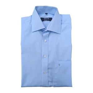 Eterna Blackline 100% Cotton Classic Fit Shirt Blue Short Sleeve Pocket 15.5" 39 - Picture 1 of 6