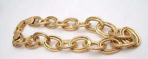 VINTAGE STERLING SILVER GOLD PLATED LINK BRACELET ALONE OR WITH CHARMS ITALY - Picture 1 of 5