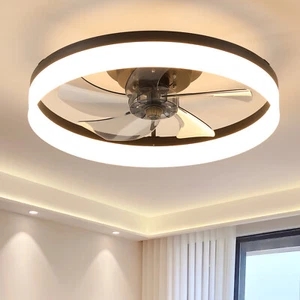 20" Modern Fan Lights Flush Mount LED Ceiling Light kit With Remote APP Control - Picture 1 of 12