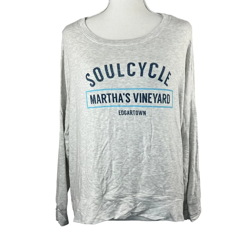 SoulCycle Women's Gray Long Sleeve Crewneck Shirt L Edgartown Martha's Vineyard - Imagem 1 de 4