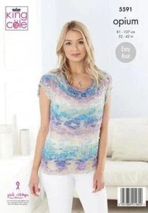 King Cole Opium Easy Knit Knitting Pattern Sweater and Top 5591 - Picture 1 of 2
