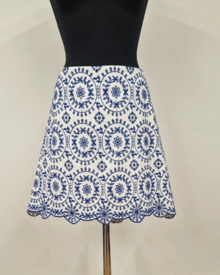 Monsoon Broderie Skirt Size 22 Blue White Short Sabrina China Plate Brand New  - Image 1 of 4