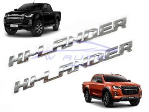 2x CHROME HI-LANDER SIDE BODY LOGO BADGE STICKER EMBLEM FOR ISUZU DMAX 2021 2022 - Picture 1 of 4
