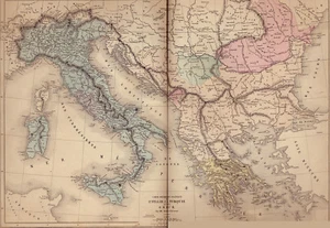 Mapa antiguo de 1869 - Italia y Grecia - Imagen 1 de 2