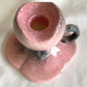 Hull Pottery Candlestick - Pink Speckle Vintage USA - Picture 1 of 7