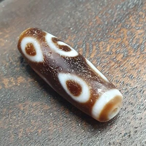 4 Eyes Vintage Unique Pattern Tibetan Agate Dzi Bead Amulet - Picture 1 of 23