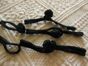 Lot 3 fermoirs brandebourgs noir tissu couture création bijoux sac pochette T17 - Imagen 1 de 4