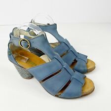 El Naturalista Womens Size 41 US 10 Blue Leather Caged Heels Sandals Shoes Cork