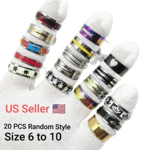20pcs/Lot New Fashion Mix Style Stainless Steel Finger Rings for Women Men Ring - Picture 1 of 6