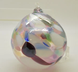 Multicolor Iridescent Blown Art Glass Ball Christmas Ornament Oil Slick 4" Large - Picture 1 of 6