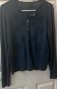 ann taylor teal cardigan sweater large - Picture 1 of 10