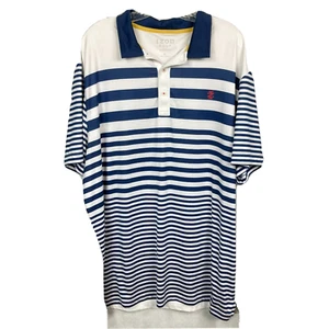 Izod Poloshirt Herren Gr. XL dunkelblau weiß gestreift Kurzarm Golf Stretch - Bild 1 von 8