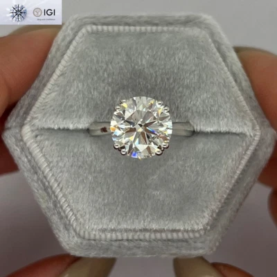 3.00Ct Round E VVS1 IGI Lab Grown Diamond Engagement Ring Solid 14k White Gold - Image 1 of 4