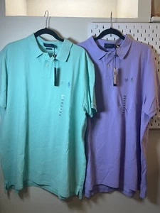 Lot Of 2 Polo Ralph Lauren mens Short Sleeve Polo Shirts Sz 2XL NWT Green&Purple - Picture 1 of 6