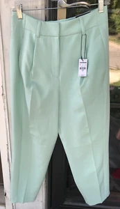 Express 4S 4 Short Ankle High Rise Pleated Tapered Mint Green Dress Pants New Q - Bild 1 von 8